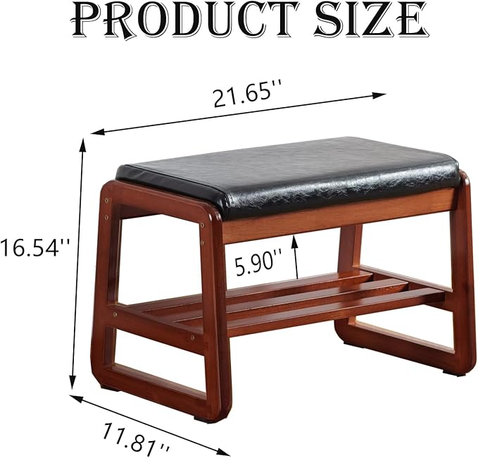 latifolia Solid Wood Bench, Entryway Shoe Bench - Image 2
