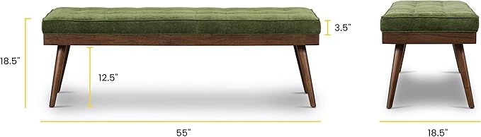 POLY & BARK Luca Bench in Distressed Green Velvet - Image 9