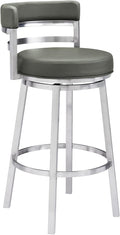 Armen Living Titana 30" Bar Height Swivel Grey Faux Leather and Brushed by ArmenLiving