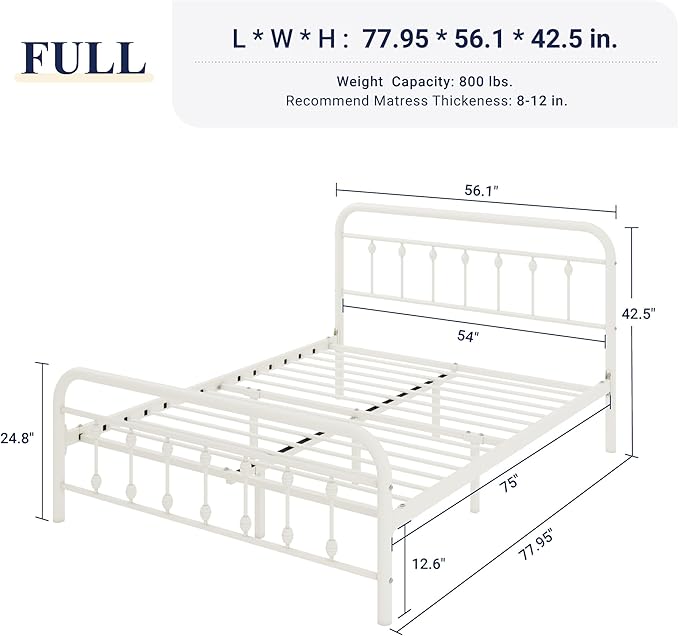 Allewie 14 Inches Full Size Metal Platform Bed Frame - Image 2