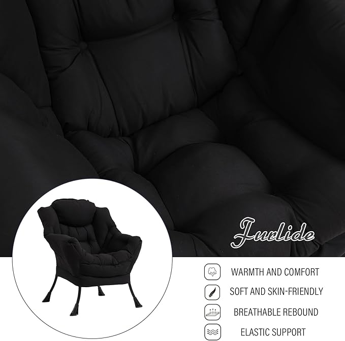Modern Lazy Chair with Folding Footrest, Lounge Accent & Comfortable Reading - Image 8