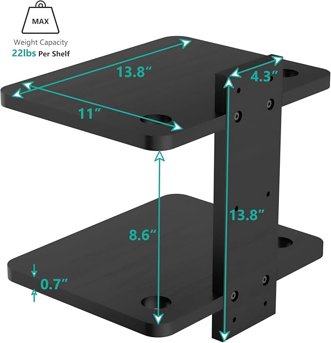 WALI Projector Mount Floating TV Shelf, Holds Up to 22lbs, Wooden Wall Mounted - Image 3