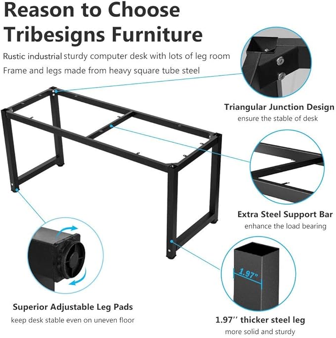 Tribesigns Computer Desk, 55 inch Large Office Desk Computer Table Study - Image 6