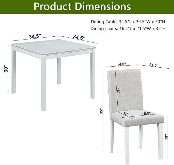 KEIKI 5-Piece Standard Height Dining Table Set - Image 3