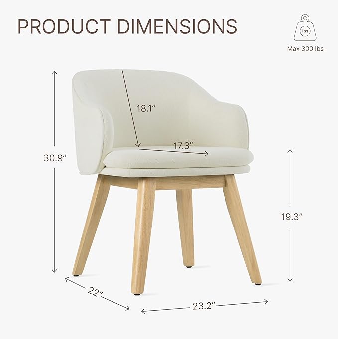 Wooden Dining Chairs Set of 2, Fabric Upholstered Modern Dining Room Chairs - Image 2