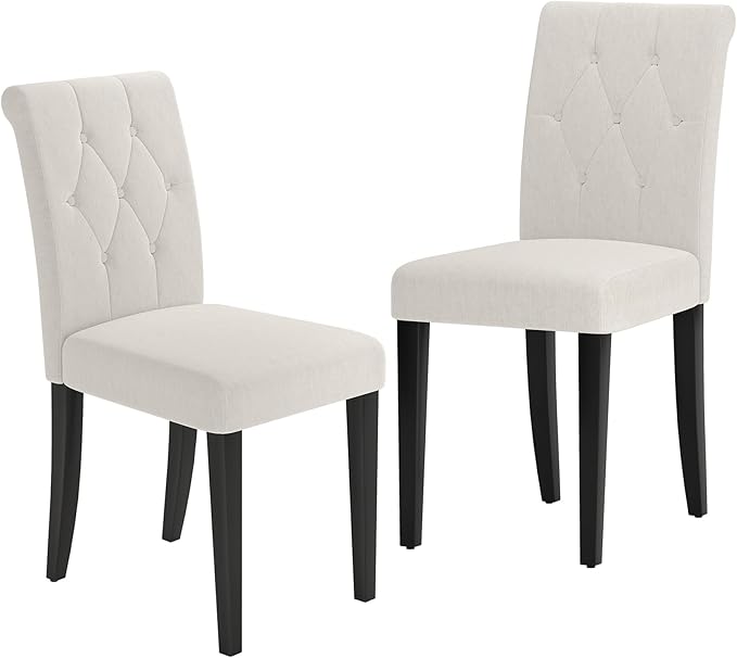 Upholstered Dining Chairs Set of 2, Modern Button Tufted Parsons Design - Image 7
