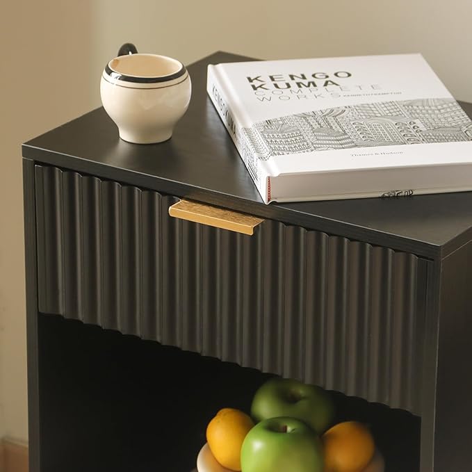 Black Fluted Nightstand, Modern Bedside Table - Image 7