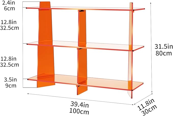 Acrylic Bookshelf, Small 3 Tier Open Bookcase - Image 3