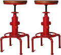 Topower Aged Antique Vintage Industrial Barstool Solid Wood Water Pipe Fire by Topower