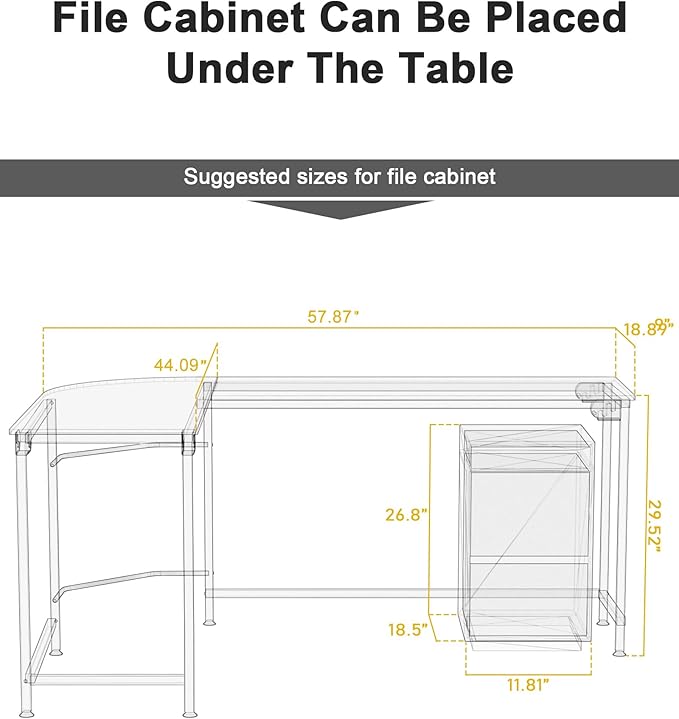 Teraves Modern L Shaped Gaming Desk 58'' Corner Computer Desk - Image 8