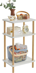 IBUYKE 3-Tier Side Table, Solid Wood Tall End Table by IBUYKE