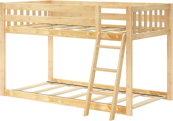 Max & Lily Fundamental Twin Low Bunk Bed, Kids Solid Wood Modern Bed Frame - Image 6