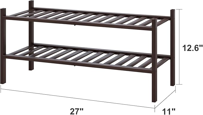 2-Tier Shoe Rack for Entryway, Bamboo Shoe Rack for Closet, Free Standing Shoe - Image 3