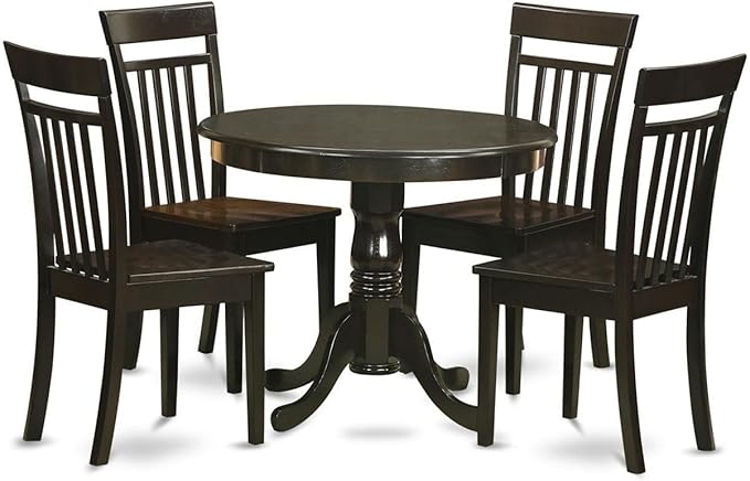 East West Furniture ANCA5-CAP-W 5 Piece Dining Set Includes a Round Dining Room by EastWestFurniture