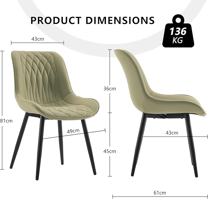 YOUNIKE Dining Chairs Set of 2 - Image 2
