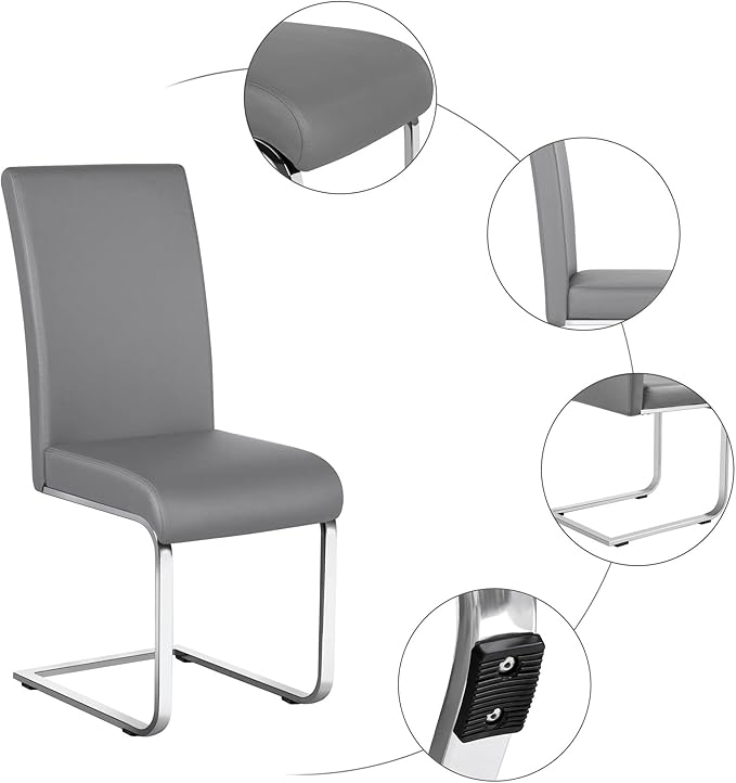 Yaheetech Dining Chairs Set of 6 Modern Faux Leather Upholstered Dining Room - Image 5