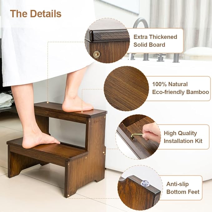 StrongTek Bamboo Two Step Stool - Image 5