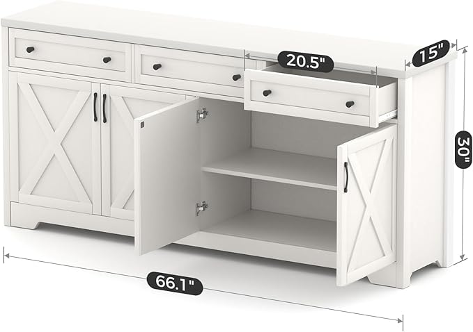 66'' Farmhouse Sideboard Buffet Cabinet - Image 2
