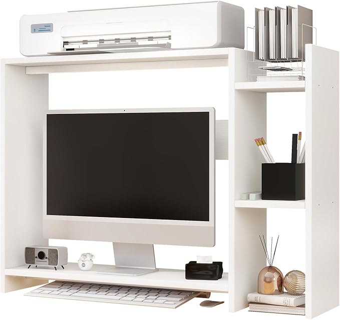 IBUYKE Desktop Bookshelf, 36.8" Desktop Organizer Shelf, Wood Desk Hutch by IBUYKE
