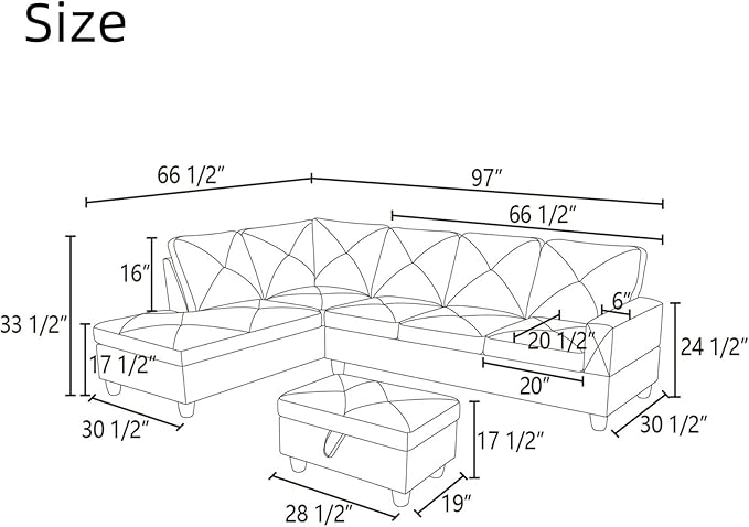NAYSAYE L Shaped Couch, Modular Sectional Couch - Image 2