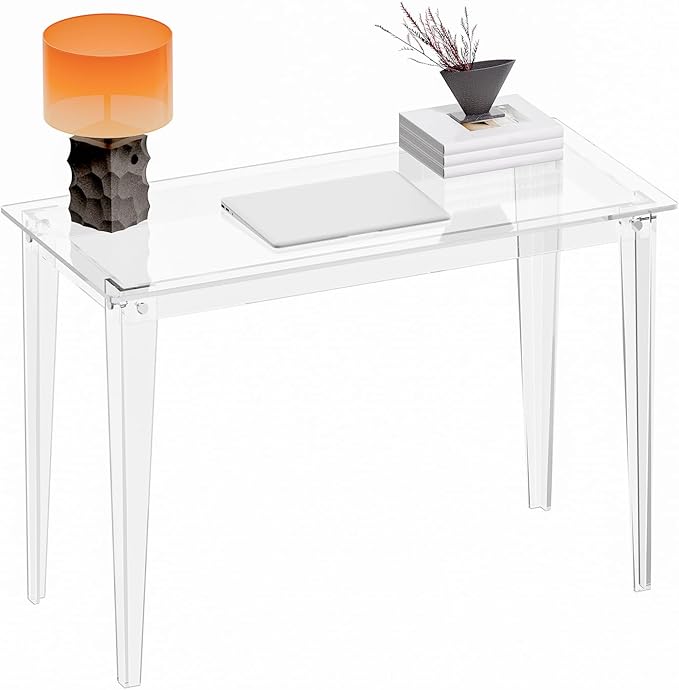 HMYHUM Acrylic Computer Desk, 43.3 Inch, Easy Assembly, 19.7" W x 29.5" H by HMYHUM