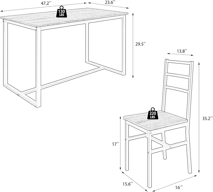 5-Piece Dining Table Set with 4 Chairs, 47.2" Kitchen Table Chairs Set of 4 - Image 5