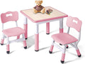 Kids Table and 2 Chairs Set, Height Adjustable Toddler Study Table and Chair Set by LAYAONE