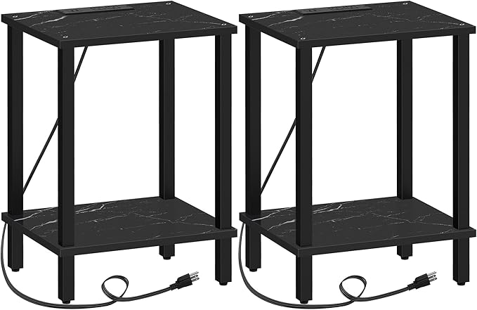 TUTOTAK End Table with Charging Station, Small Side Table, Nightstand Bedside - Image 8