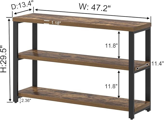 EXCEFUR Industrial Sofa Console Table, Entryway Table - Image 2