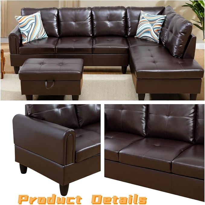 L Shaped Sectional Couch with Otttoman, Apartments - Image 4