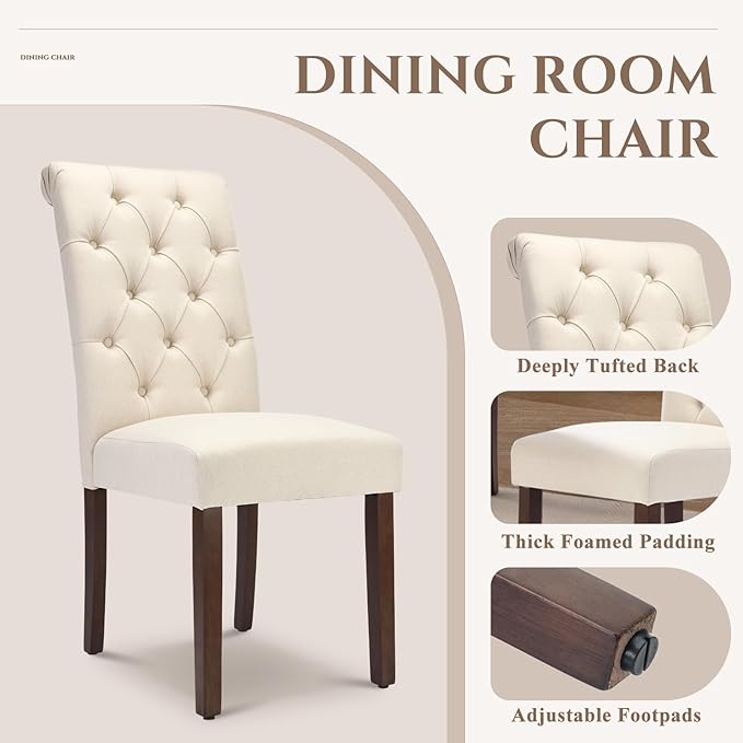 COLAMY Tufted Dining Chairs Set of 4, Accent Parsons Diner Chair Upholstered - Image 4
