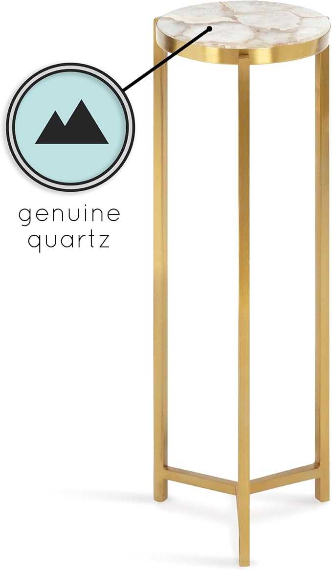 Kate and Laurel Aguilar Modern Drink Table; 9 x 9 x 23; Natural Stone and Gold; - Image 6