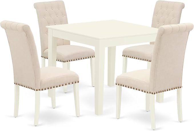 East West Furniture OXBR5-LWH-02 5 Piece Kitchen Table Set by EastWestFurniture
