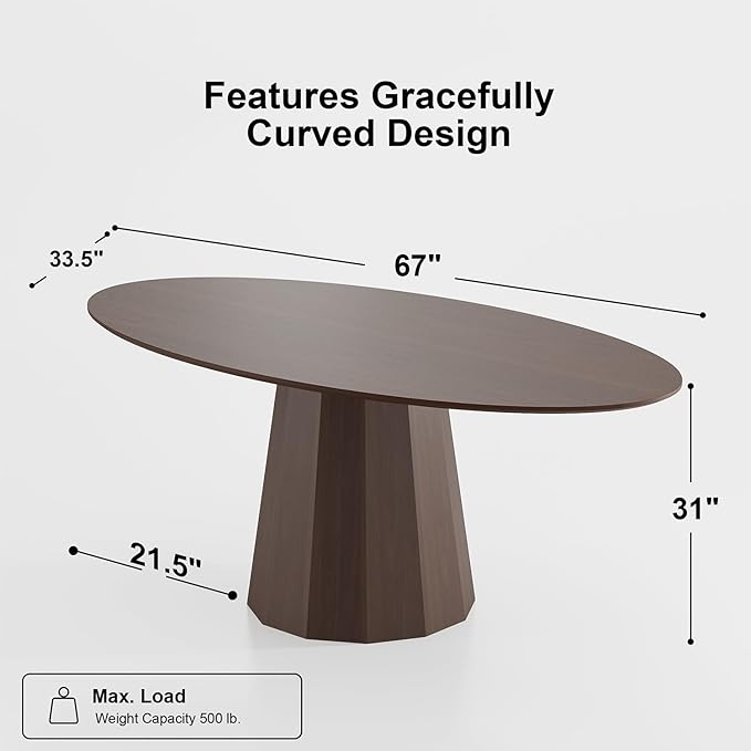 Casaphoria 67" Oval Dining Table, Modern Wood Kitchen Table - Image 2