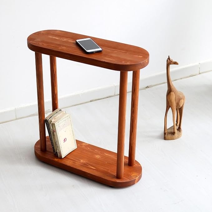Oval Solid Wood Narrow Side Table, Slim End Table, Small Coffee Table - Image 2