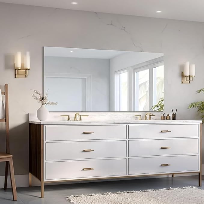 KOCUUY Large Frameless Mirror, 60x30 Inch Rectangle Bathroom Vanity Mirror - Image 2