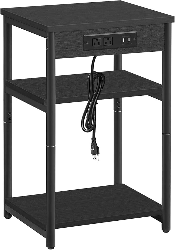 TUTOTAK End Table with Charging Station, Nightstand, 3-Tier Couch Side Table - Image 8
