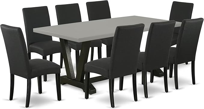East West Furniture V697DR124-9 9 Piece Dining Table Set Includes a Rectangle by EastWestFurniture