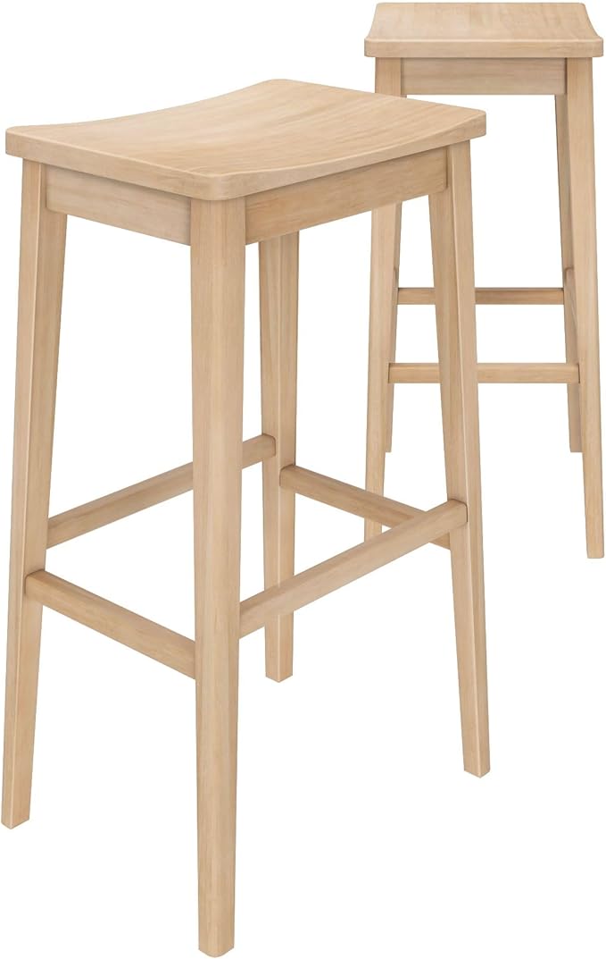Plank+Beam Smythe Bar Stool, Sturdy Wood Modern Kitchen Bar Height Stool - Image 4