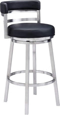 Armen Living Titana 26" Counter Height Swivel Black Faux Leather and Brushed by ArmenLiving