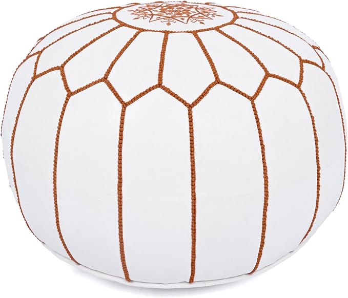 Marrakesh Gallery Genuine Leather Round Pouf Unstuffed by MarrakeshGallery