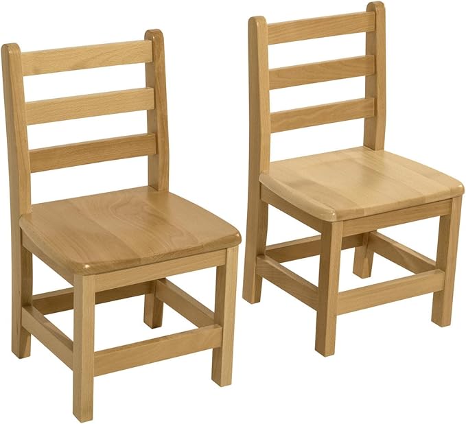 Kids Wooden Chair Set, Fully Assembled Youth Ladderback Wood Chairs by RRIGoods
