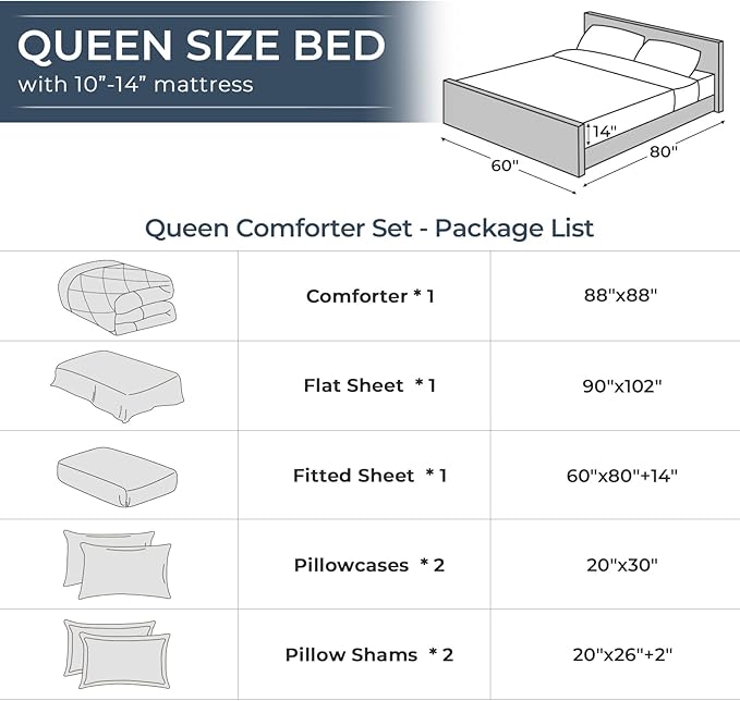 HEVUMYI Navy Blue Queen Comforter Set - Image 8