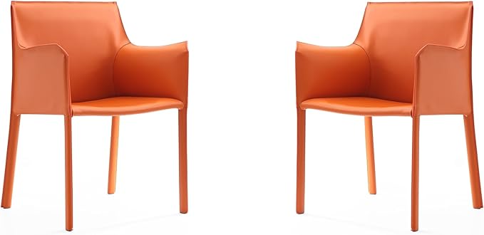 Manhattan Comfort Paris Modern Saddle Leather Dining Chairs, Metal Frame by ManhattanComfort