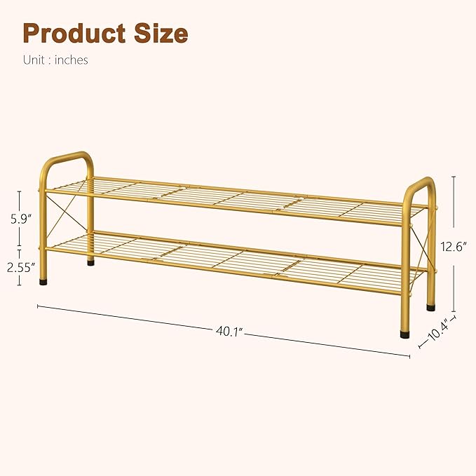 Hoctieon 2 Tier Shoe Rack for Closet, Durable Mesh Style Shoe Rack, Entryway - Image 3