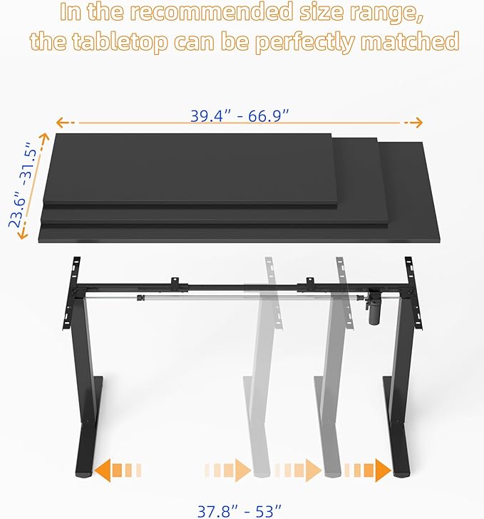 YIHAYO Standing Desk Frame, DIY Workstation, Frame Only, Adjustable Desk - Image 2