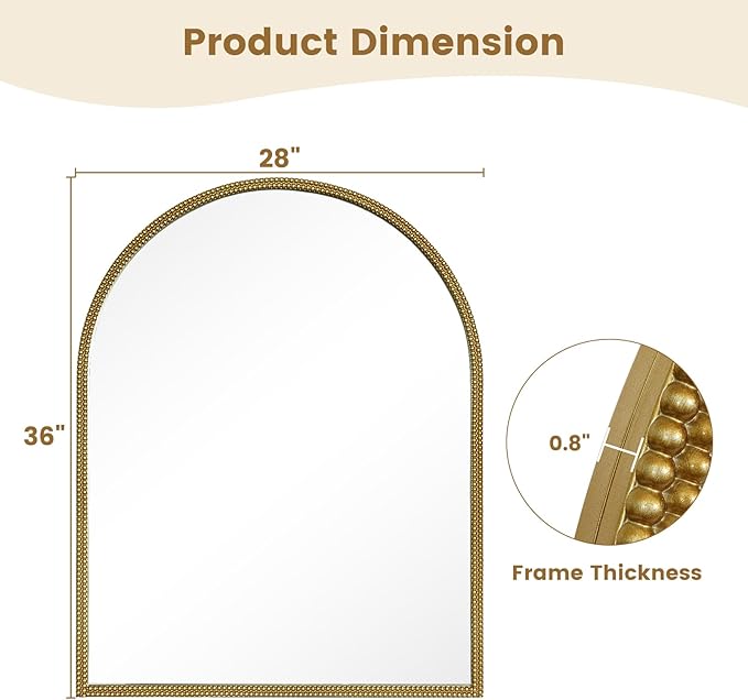 WallBeyond Gold Vintage Mirror for Vanity 28x36 Inch, Living Room - Image 7