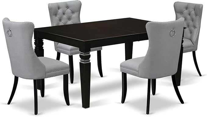 East West Furniture LGDA5-BLK-27 5 Piece Dining Table Set Includes a Rectangle by EastWestFurniture