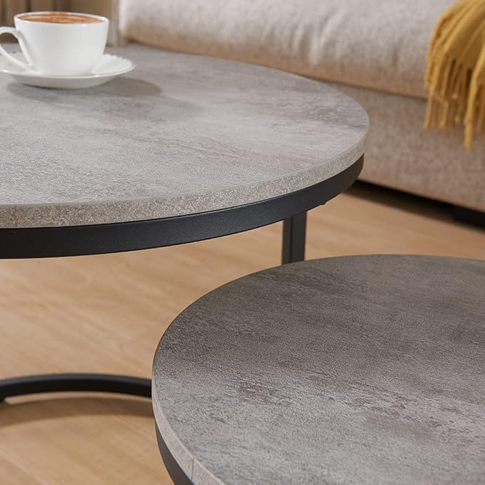 CENSI 24" Round Nesting Table, Accent Coffee Table, Space-Saving, Modern - Image 8