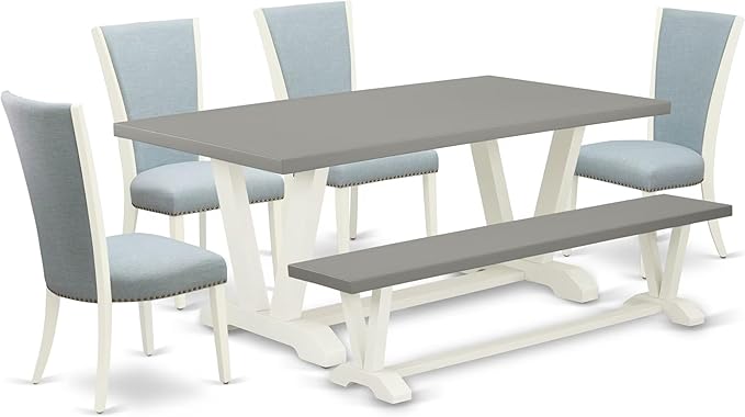 East West Furniture V097VE215-6 6 Piece Kitchen Table Set Contains a Rectangle by EastWestFurniture